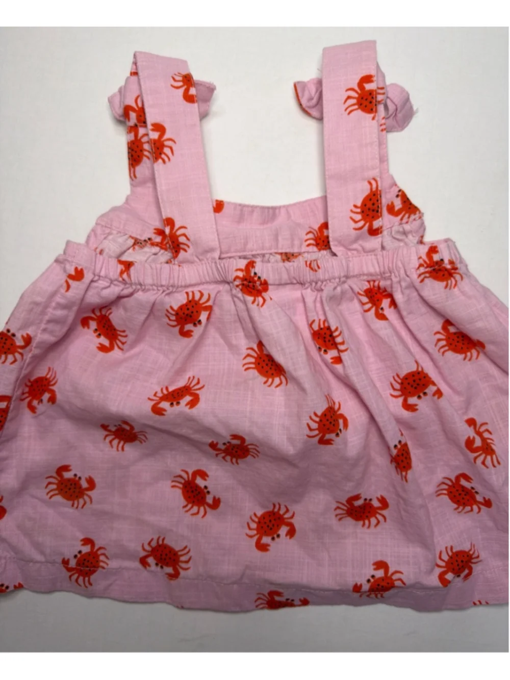 Girls Hanna Andersson Tank Top 2T Pink Orange Summer Crab Print Beach Resort
